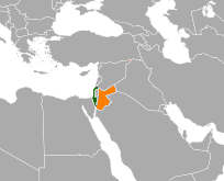 Map indicating locations of Israel and Jordan