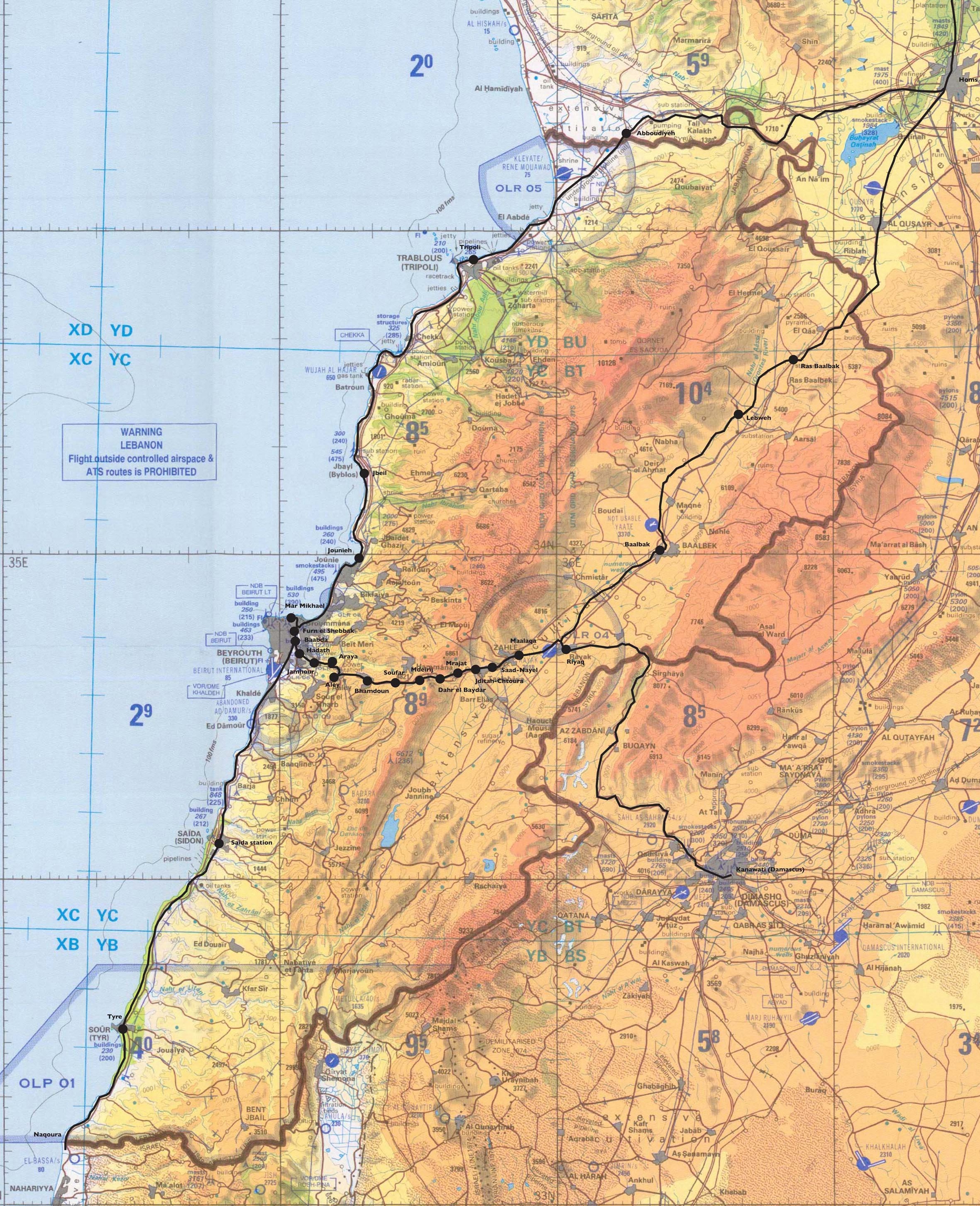 خريطة لبنان التفصيلية
