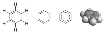 A molecule of benzene has a ring of 6 carbon atoms