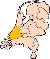 Map: Province of South Holland in the Netherlands