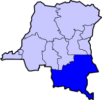 خريطة جمهورية الكونغو الديمقراطية موضحا عليها Katanga