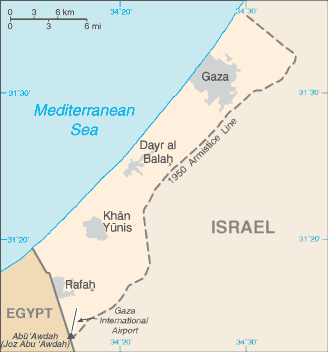 موقع the Gaza Strip