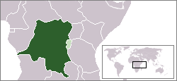 الكونغو (بالأخضر الداكن) وراوندا-بوروندي البلجيكية