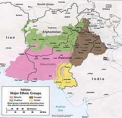 منطقة بلوچستان باللون الوردي