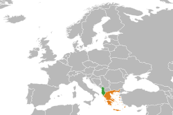 Map indicating locations of Albania and Greece