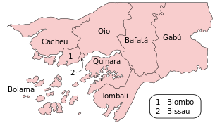 خريطة مناطق غينيا بيساو