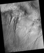 Group of gullies, as seen by HiRISE under the HiWish program.