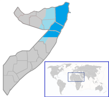موقع  أرض البنط  (الأزرق والأزرق الداكن) in الصومال  (الأزرق والرمادي)