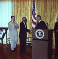 Civil Rights leader A. Philip Randolph receiving the Presidential Medal of Freedom from president ليندون جونسون on September 14, 1964.