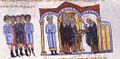 The eunuch Constantine is tonsured at the Monastery of St. Tarasios at Samonas' orders (Fol. 115r)