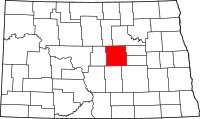 Map of North Dakota highlighting ويلز