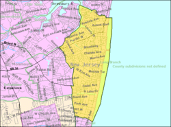 خريطة مكتب التعداد لمدينة لونگ برانش، نيوجرزي.