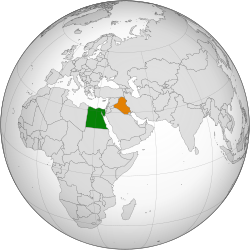 Map indicating locations of Egypt and Iraq