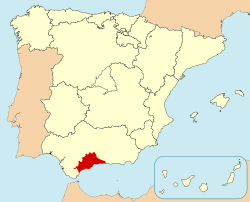 موقع مقاطعة مالقة في اسبانيا