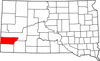 Map of South Dakota highlighting كستر