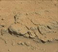 "Darwin" rock outcrop on Mars - viewed by Curiosity (Waypoint 1; September 10, 2013; overview).