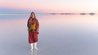 A Taiwanese monk at the Salar during winter