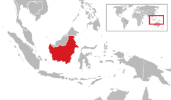 Location of Kalimantan (Indonesia) in Borneo Island