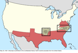 Map of the change to the international disputes involving the United States in central North America on May 20, 1861