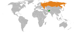 Map indicating locations of Afghanistan and Russia