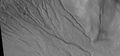 Close up of gully network showing branched channels and curves; these characteristics suggest creation by a fluid. Note: this is an enlargement of a previous wide view of gullies in a crater, as seen by HiRISE under HiWish program. Location is Eridania quadrangle.