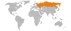 Map indicating locations of Japan and Russia