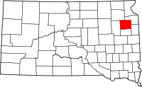 Map of South Dakota highlighting كودينغتون
