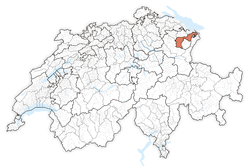 خريطة سويسرا، موقع أپنتسل أوسررودن highlighted