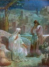 Nicodemus (right) talking to Jesus, by William Brassey Hole, (1846–1917)