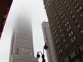 Empire State Building in a foggy summer afternoon