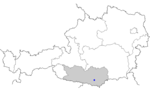 Map of Austria, position of كلاگنفورت Klagenfurt highlighted
