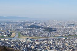 Panoramic view of downtown Habikino and Furuichi tomb group heritage site