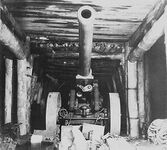 A Japanese Type 89 150mm gun hidden inside a cave defensive system