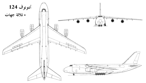 رسم من 3 جهات للطائرة أنتونوف أن-124.