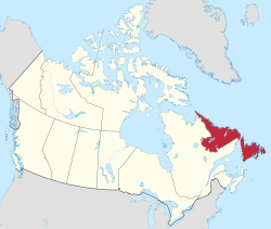 خريطة كندا وفيها نيوفاوندلاند ولبرادور Newfoundland and Labrador موضحة