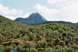 Olympos peak rises 968 meters over Lesbos