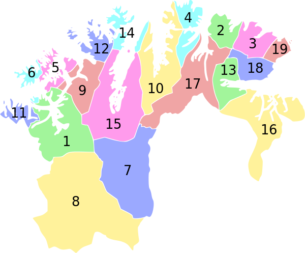 Locator map of municipalities in Finnmark, Norway numbered.svg