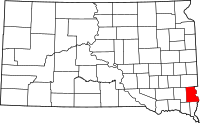 Map of South Dakota highlighting لينكون