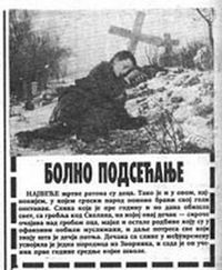 أثناء حرب البوسنة في الفترة 1992-96، نشرت صحفية ڤتشرنيه نوڤوستي الصربية تقرير حربي مفترض من البوسنة بعنوان "Болно подсећанје" (الذكرى المؤلمة") لوحة أوروش پدريتش الشهيرة من عام 1888. اللوحة الحقيقية على اليمين، وعلى اليسار الصورة التي نُشرت كمشهد حقيقي أثناء الحرب، وكُتب في التقرير أسفل الصورة، "الصبي الصربي الذي قُتلت عائلته بأكملها على يد المسلمين البوشناق". وكانت اللوحة الأصلية پدريتش بعنوان "Siroče na majčinom grobu" (يتيم عند قبر أمه).[1]