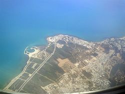 Aerial view of the coastline