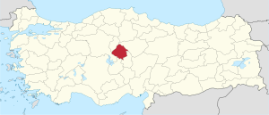 Location of Kırşehir Province in Turkey