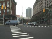 Corner of Somerset Street and Easton Avenue, looking southeast. Buildings on the left have since been demolished.