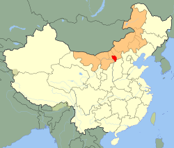 خوخ‌خوت (بالأحمر) في منغوليا الداخلية (بالبرتقالي)