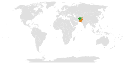 Map indicating locations of Afghanistan and Pakistan