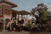 Painting of a caravanserai by Fabius Brest, Musée des beaux-arts de Marseille.