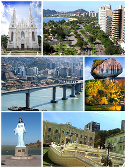 From the top, left to right: Our Lady of Victory Cathedral; Saturnino de Brito avenue; Pedra da Cebola Park; Anchieta Palace; Iemanjá Pier and Third Bridge.