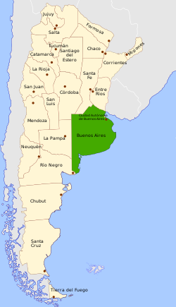 موقع محافظة بوينس آيرس ضمن الأرجنتين