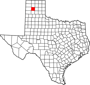 Map of Texas highlighting Potter County