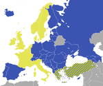 Gold: founding member. Blue: Later (current) full members.