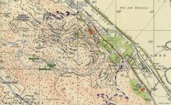 Nesher 2018 street map overlaid on Survey of Palestine map from 1932.png